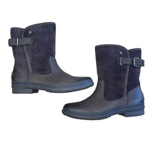 UGG‎ Waterproof Leather Shearling Lined Mid Calf Boots Brown Women’s Size 8